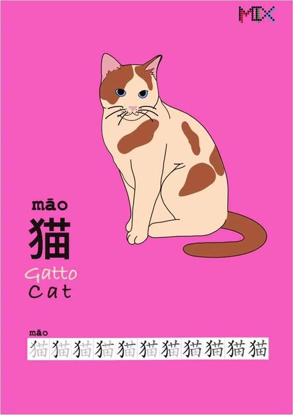 MIX Hanzi card: 猫 māo, cat